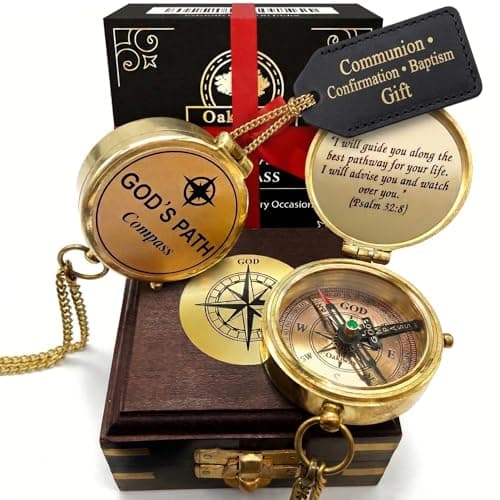 God's Path Compass – Communion & Confirmation Gift for Teenage Boys | Baptism Religious Gifts for Men, Christian, Catholic, Graduation | Sentimental & Inspirational Present – Greeting Card Included