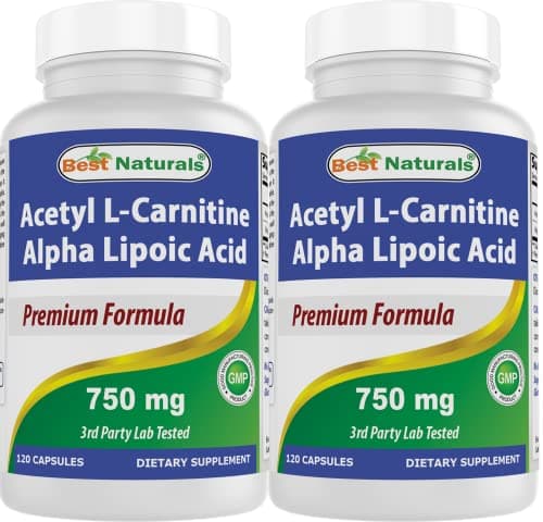 Best Naturals Acetyl L-Carnitine and Alpha Lipoic Acid 750 mg 120 Capsules (120 Count (Pack of 2))