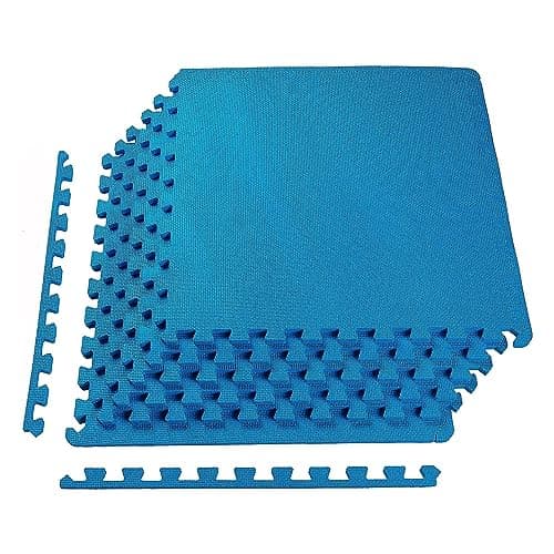 BalanceFrom Puzzle Exercise Mat 1/2" Thick, EVA Interlocking Foam Floor Tiles for Home Gym, Mat for Home Workout Equipment, Floor Padding for Kids, Blue, 24 in x 24 in x 1/2 in, 24 Sq Ft - 6 Tiles