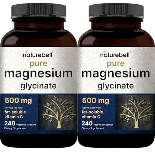 Pure Magnesium Glycinate 500mg with Fat Soluble Vitamin C, 480 Veggie Capsules (2 Pack) – 100% Chelated & Purified – 3rd Party Tested, Filler Free, Vegan Friendly, Non-GMO