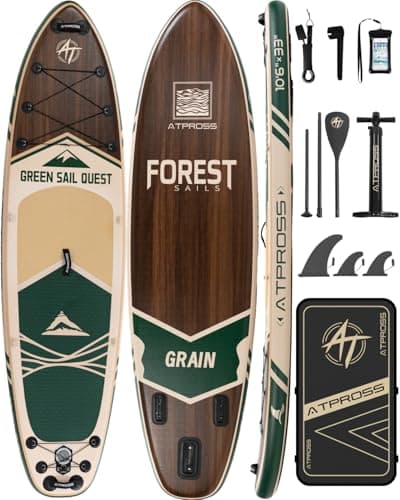 10'6''x33''Inflatable Stand Up Paddle Board, 400lbs Extra Wide Blow Up Paddle Board, Premium SUP Accessories Kit & Backpack, Non-Slip Stable Deck Boat for Yoga Fishing Surf