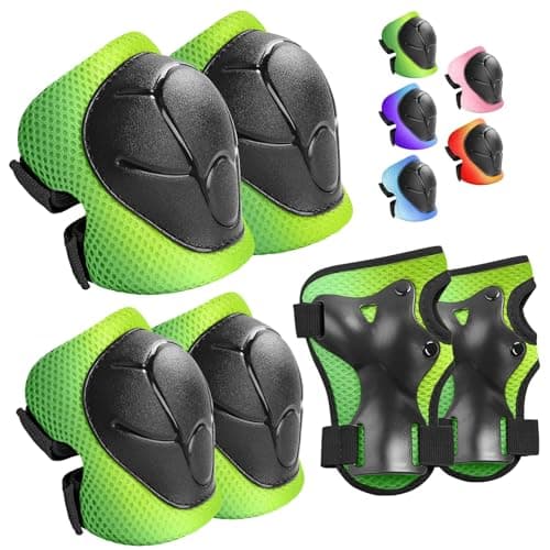 Wemfg Kids Protective Gear Set Knee Pads for Kids 3-14 Years Toddler Knee and Elbow Pads with Wrist Guards 3 in 1 for Skating Cycling Bike Rollerblading Scooter