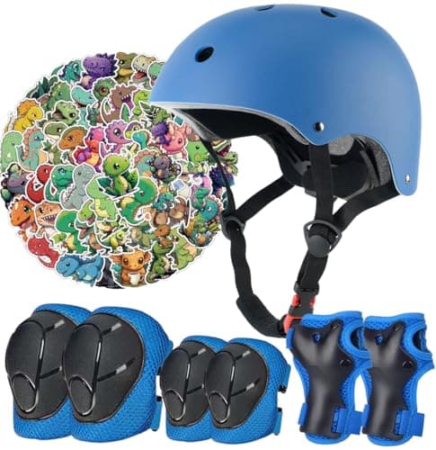 Kids Bike Helmet Set,CPSC Certified with Knee Elbow Wrist Pads Guards,Toddler Adjustable Black Helmet for Ages 2-3-5-8 Girls Child,Sports Protective Gear Set for Bicycle Skate Scooter