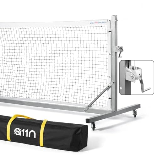 A11N Sports Pro Pickleball Net with Wheels and Hand Winch, Tournament Regulation Size, Anti-Sag Design, Perfect for Outdoor Court & Indoor Gym Floor
