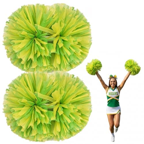 Habbiful 2 PCS Cheerleading Pom Poms with Baton Handle Cheerleader Pom Poms Cheer Pompoms for Adults Team Spirit Sports Party Cheering (C)