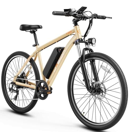 Jasion EB5 Electric Bike for Adults with Peak 1000W Brushless Motor, 40Miles 20MPH Commuting Electric Mountain Bike with 500Wh Removable Battery, 7-Speed, 26" Tires and Front Fork Suspension