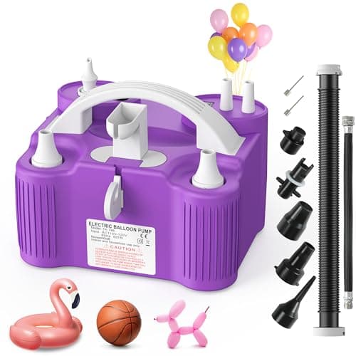 4-in-1 Electric Balloon Pump for All Balloons, Inflatables, and Sports Balls, Triple Inflating Ports for Latex Foil 260q Mylar Balloon, Inflator Deflator for Air Mattresses Pool Floats Yoga Balls