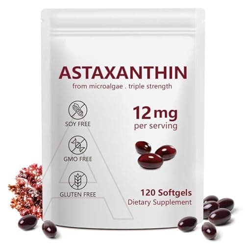 Astaxanthin 12mg, 120 Softgels, 4 Month Supply, Premium Astaxanthin Antioxidant Supplements with Antioxidant Activity, Supports Eye, Immune, Joint, Skin Health, Internal Circulation