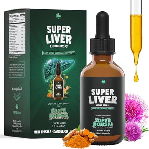 SuperBonsai Super Liver Support with Milk Thistle - All Natural Liver Cleanse Detox & Repair Aid - Doctor-Formulated Liver Supplement - Liquid Herbal Supplements for Liver Health - 1 Month Supply