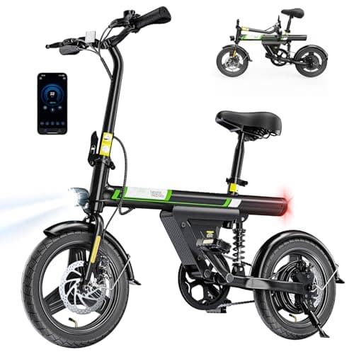 AYOLNY Mini Foldable Electric Bike for Adults, 1000W Peak Folding Ebike, 15 Miles 36V 7.8Ah Battery, 14" Small Adult Electric Bicycle for Commuting with APP