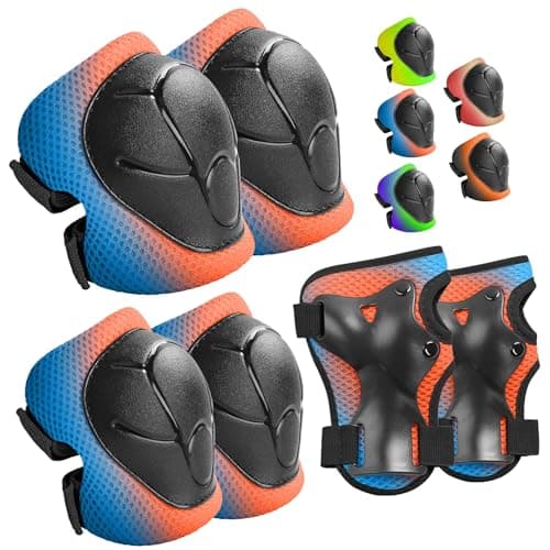 Wemfg Kids Protective Gear Set Knee Pads for Kids 3-14 Years Toddler Knee and Elbow Pads with Wrist Guards 3 in 1 for Skating Cycling Bike Rollerblading Scooter