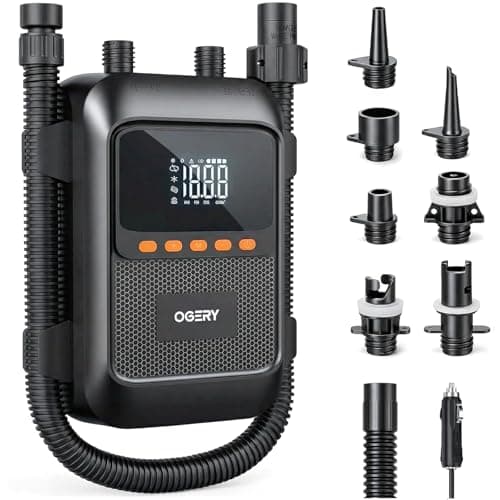 OGERY Paddle Board Electric Pump with Safe & 30% Faster Dual Stage Inflation & Deflation, Up to 20PSI, Smart Auto-Off and Powerful Rechargeable Compact Air Pump for Sup Inflatable Beds Tent Boats