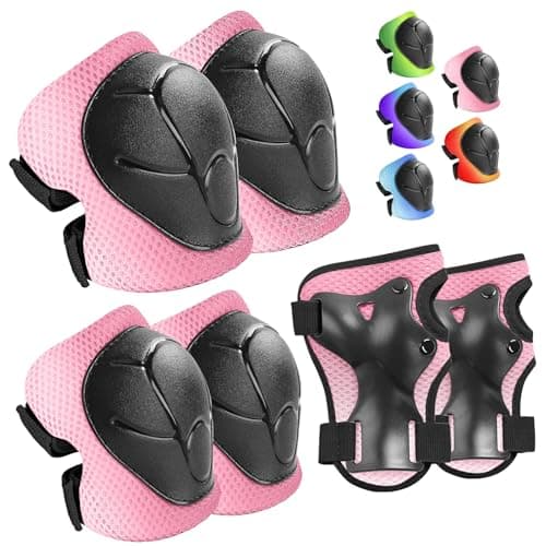 Wemfg Kids Protective Gear Set Knee Pads for Kids 3-14 Years Toddler Knee and Elbow Pads with Wrist Guards 3 in 1 for Skating Cycling Bike Rollerblading Scooter
