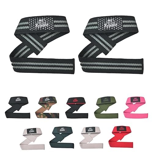 Revansh Sports Weightlifting Straps – Heavy-Duty Cotton Wrist Straps with Neoprene Padding for Maximum Grip & Comfort Gym Straps for Deadlifts, Powerlifting, Strength Training & Bodybuilding (Grey USA)