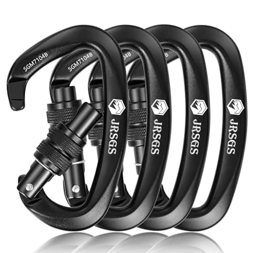 JRSGS 25KN Locking Climbing Carabiner Clips, UlAA Certified Rockclimbing Carabiner,Heavy Duty Carabiners Equipment,Large SizeCarabiner for Climbing, Rappelling,Hunting and Rescue