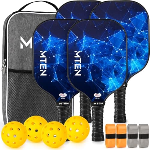 MTEN Pickleball Paddles, USAPA Approved Fiberglass Surface Pickleball Set of 4 Pickleball Rackets, Pickle Ball Paddle Set ​for Beginners & Pros