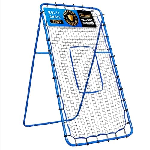 7x4FT Volleyball Rebounder Net Pro, Baseball Softball Rebound Pitch Back Net, Adjustable Angle Lacrosse Bounce Back Practice Equipment, Easy Quick Setup, Ideal for Outdoor and Backyard Training