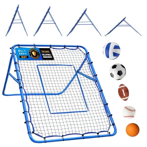 5x4FT Volleyball Baseball Rebounder Net, Softball Rebounder Pitchback Net Quick Adjustments, Quick Adjustments Lacrosse Bounce Back Practice Equipment, Ideal for Outdoor Indoor and Backyard Training