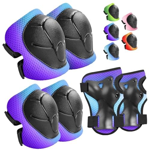 Wemfg Kids Protective Gear Set Knee Pads for Kids 3-14 Years Toddler Knee and Elbow Pads with Wrist Guards 3 in 1 for Skating Cycling Bike Rollerblading Scooter