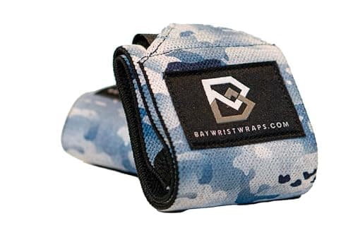 Bay Wrist Wraps Weightlifting Workout Wrist Brace - Adjustable, One Size Fits All - Comfort Wrist Wraps for Weightlifting with Thumb Loop, Lifting Wrist Straps in Arctic Camo - 18-inch Wrist Wrap