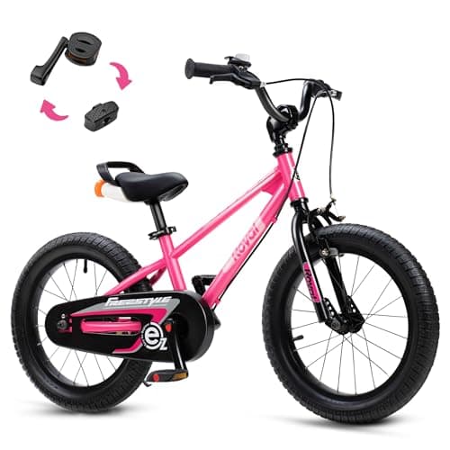RoyalBaby EZ Kids Bike, 18 Inch Balance Pedal Convertable Bicycle, Easy Learn Balancing to Biking Boys Girls Ages 5-9 Years Beginners, 18" Wheel Pink
