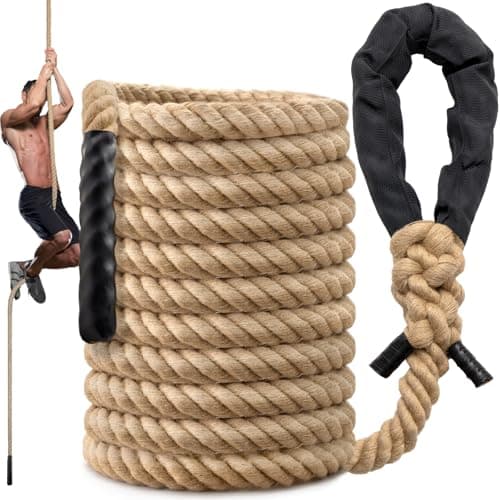 Climbing Rope Gym Workout - 30FT Heavy Duty Jute Thick Ropes for Adults Strength Training Outdoor Tree Swing Indoor Home Fitness Exercise - 1.5 Inch