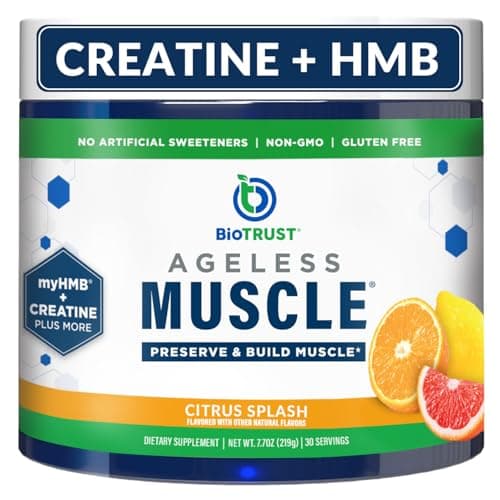 BioTrust Ageless Muscle Builder - Creatine HMB Powder with Vitamin D3 & Betaine - Build & Preserve Naturally Declining Muscle Mass & Strength - Citrus Splash, 30 Servings