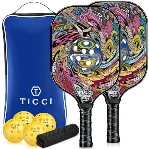 Pickleball Paddles Set of 2, USAPA Approved Fiberglass Pickleball Set with 4 Balls & Carry Bag, Lightweight Rackets for Beginners & Adults