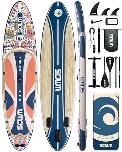 SOWM Inflatable Paddle Boards 11'x33'' with Sup Accessories, Stand Up SUP Paddle Board Inflatable for Adults Youth, Extre Wide & Non-Slip Deck Design Sup of All Skill Levels Colorful