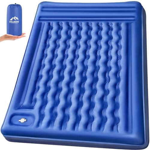 FNARMW Double Sleeping Pad Camping, Self Inflating 6'' Extra-Thick 2 Person Pillow Built-in Foot Pump Waterproof Inflatable Sleeping Mat Backpacking, Tent, Hiking, Portable Camping Pad (Navy Grey)