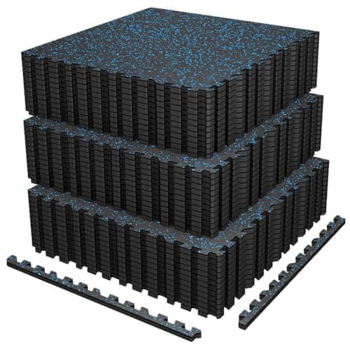 AIRHOP 0.56in Thick 144 Sq Ft Exercise Equipment Mats, 36 Tiles Upgraded Rubber Top with High Density EVA Foam, Large Interlocking Puzzle Gym Flooring for Home Gym, Heavy Weight Workout, 24 x 24in