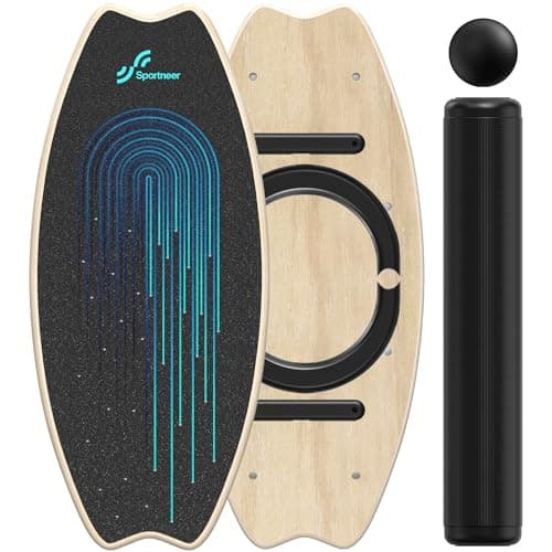 Sportneer Balance Board - 7 Modes Wobble Board with Adjustable Stoppers - Exercise Balancing Stability Trainer for Improve Balance, Surf Trainer & Physical Therapy - Roller and 2.8'' Ball Included