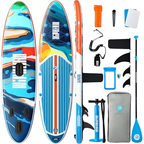 Niphean Inflatable Stand Up Paddle Board with Stabiltrac Fin Design and SUP Accessories, Anti-Slip EVA Deck, 10’6’’ Inflatable Paddle Boards for Adults & Youth of All Skill Levels