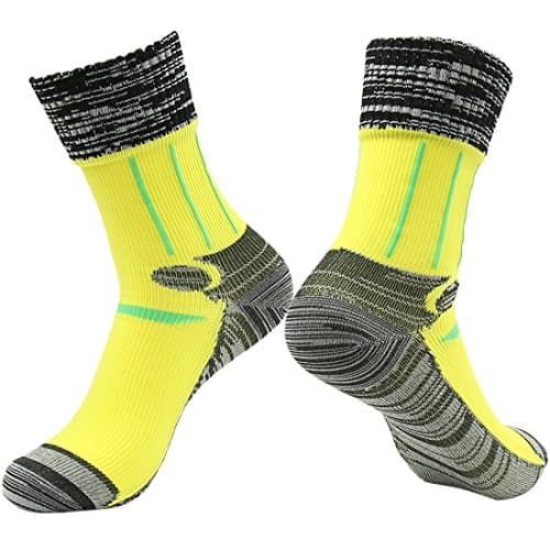 RANDY SUN Waterproof Hiking Socks for Men, Women's Cold Weather Socks Sports Lifestyle Crew Cut Socks Smell Free Skin Friendly Running Socks for Family Friends Co-workers,Yellow Black Grey M