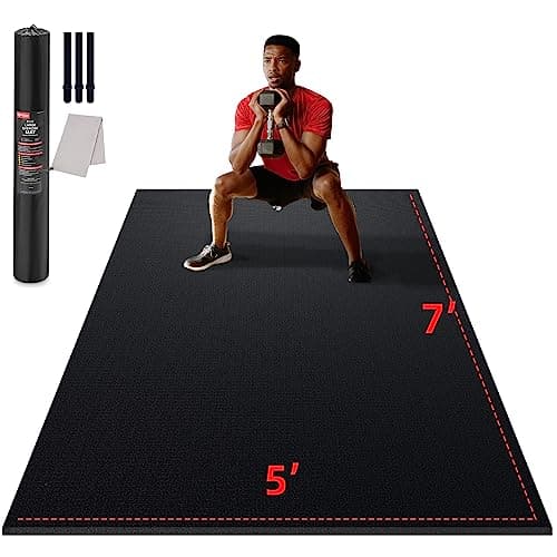GymCope Large Exercise Mat for Home Workout,12‘x6’/10'x6'/9'x6'/8'x6'/7'x5'/6'x4' (7mm) Extra Thick Workout Mat, High-Density Gym Mat for Cardio, Jump Rope, MMA, Weights (Shoe-Friendly)