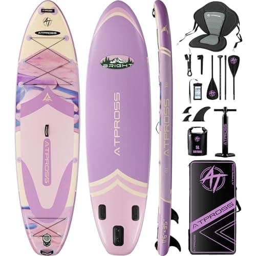 11'6"x35" Inflatable Stand Up Paddle Board 450LBS Weight Capacity Extra Wide Non-Slip Stable Deck Adult SUP with Kayak Seat, Premium Accessories Kit & Backpack – for Yoga, Fishing, Surf Purple