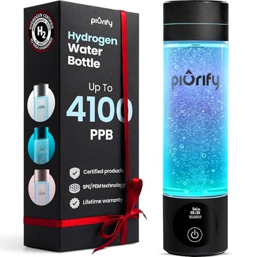 PIURIFY Hydrogen Water Bottle Generator – Up to 4100+ PPB in 10 Minutes | Molecular Hydrogen with SPE/PEM Technology | Certified H2 Generator | Rechargeable | Extended Warranty | 10 oz (Black)