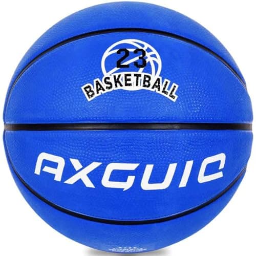 AXGUIQ Youth Size 6 Blue Symbol23 Basketball 28.5" Womens Premium Thickened Rubber in & Outdoor Game Training Competition Wear Resistant Basketball for Youth Womens Gifts (Deflated)
