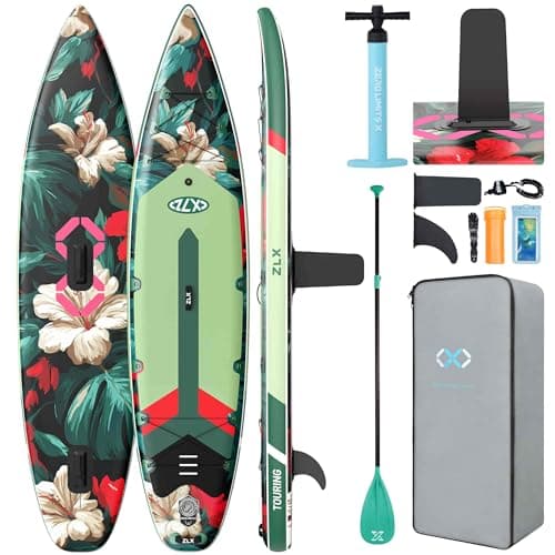 ZLX 11'6" Extra Wide Inflatable Paddle Board, Touring Stand Up Paddleboard, Fast-Tracking SUP for Long-Distance, Stable Center Fin, Portable Backpack & Accessories for Adults, 500lb/3 People/Family