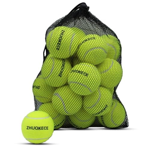 ZHUOKECE Tennis Balls, 18 Pack Training Tennis Balls Practice Balls with Mesh Bag for Easy Transport, Pet Dog Playing Balls, fit for Beginner Training Ball (Green)