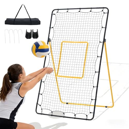 NEWBULIG Volleyball Rebounder Net 7x4 ft, 5-Angle Adjustable Bounce Back Training Equipment, Durable Net for Practicing Volleying, Bumping, Spiking, Easy Setup & Portable Travel Bag for Storage, Black
