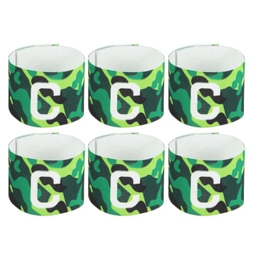 MECCANIXITY Soccer Captain Armband, Nylon Captain Arm Bands for Soccer Elastic Captain C Arm Band Sports Captain Armbands for Football Team Training Youth & Adult Green, Pack of 6