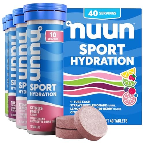 Nuun Sport Electrolyte Tablets, Gluten Free & Vegan, Mixed Flavor, 4 Pack (40 Servings Total)