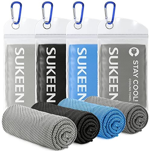 Sukeen [4 Pack Cooling Towels (40"x12"),Ice Towel,Soft Breathable Chilly Microfiber Towel for Yoga,Sport,Running,Gym,Workout,Camping,Fitness,Workout & More Activities