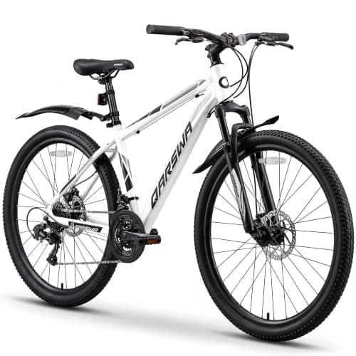 QARSWA 26 Inch Mountain Bike, Lightweight Aluminum Frame MTB with 21-Speed Trigger Shifter & Dual Disc Brakes, Comfort Foam Seat Adult Bicycle for Men and Women, Trail & Outdoor Riding, White