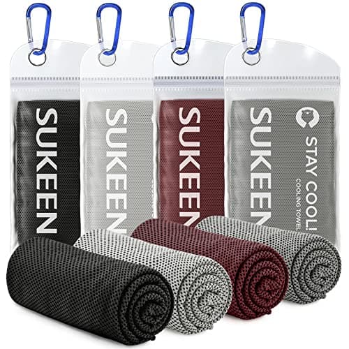 Sukeen 4 Pack Cooling Towels (40"x12"),Ice Towel,Soft Breathable Chilly Towel,Microfiber Towel for Yoga,Sport,Running,Gym,Workout,Camping,Fitness,Workout & More Activities