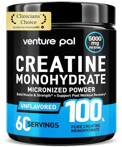 Venture Pal 100% Pure Micronized Creatine Monohydrate Powder, Unflavored Creatine for Women & Men, Vegan, Keto, Gluten Free, 5 g (5000mg) per Serving, Creatina Monohidratada en Polvo