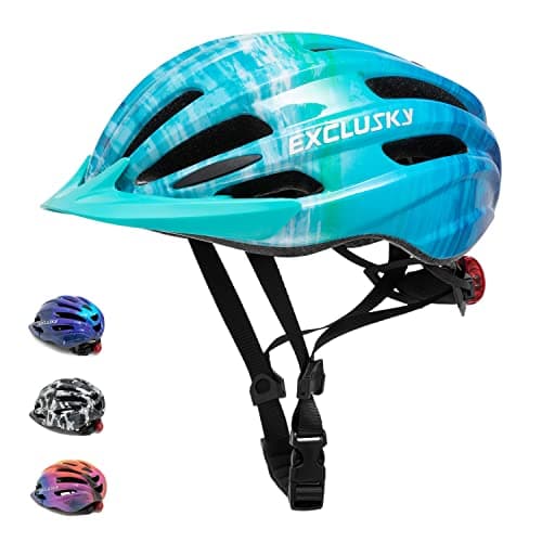 Exclusky Kids Bike Helmet with LED Light – Adjustable Multi-Sport Youth Helmet for Boys & Girls, Ages 5-12, Fits 50-57cm, Cycling Safety Gear
