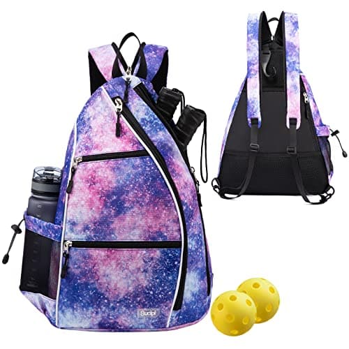 Sucipi Pickleball Bag - Men's -Women's Pickleball Backpack, Adjustable Sling Bag w/Fence Hook/Large Capacity/Safety Pocket-Galaxy