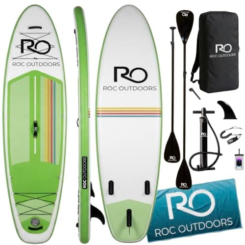 Roc Inflatable Stand Up Paddle Board 10' 6" with Premium SUP Paddle Board Accessories, Wide Stable Design, Non-Slip Comfort Deck for Youth & Adults (Canopy)